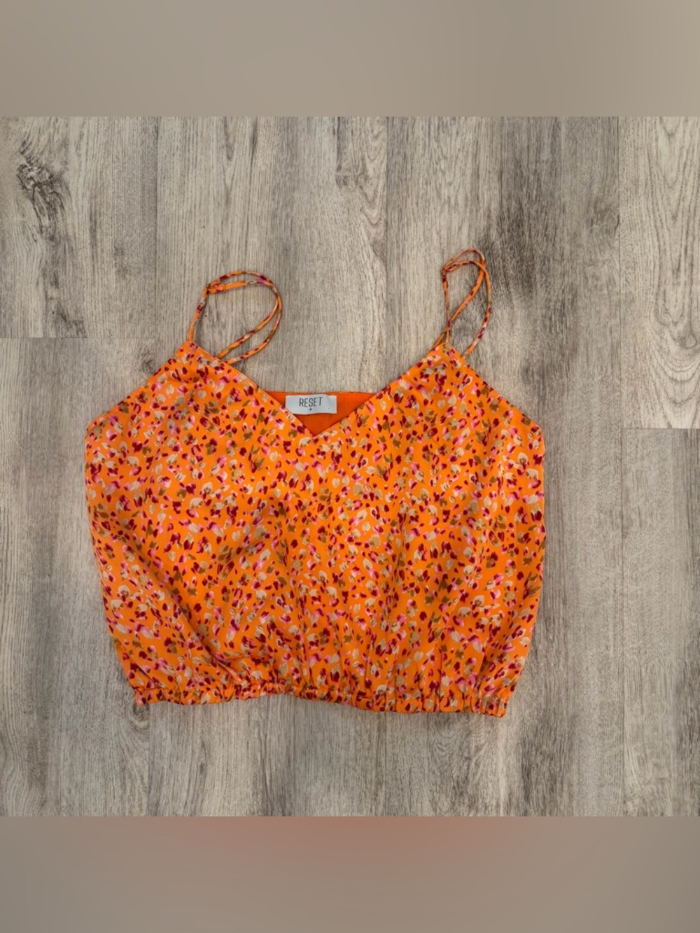 Reset Orange Floral Crop Top Strappy Size Medium